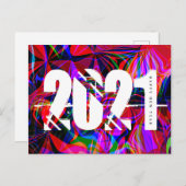 2021年新年液体トリップ(幻覚体験)のようなフォントはっきりしたレッドブルー ポストカード (正面/裏面)