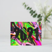 2021年新年液体トリップ(幻覚体験)のようなフォント ポストカード (スタンド正面)