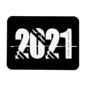 2021年新年 シンプルな黒と白 マグネット (横)