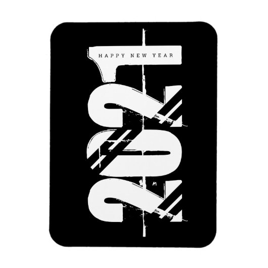 2021年新年 シンプルな黒と白 マグネット (縦)