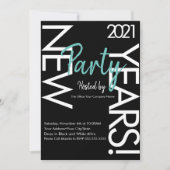 2021年新年 ホワイト+ターコイズブルー タイポグラフィ 企業イベント 招待状 (正面)