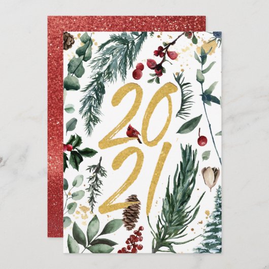 2021年新年 |企業のフェスティバルパインボー シーズンカード (正面/裏面)