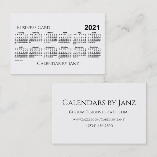 2021年暦(Janz White Euro) 名刺 (正面/裏面)