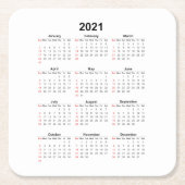 2021年月次カレンダー スクエアペーパーコースター (正面)