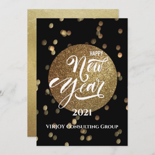 2021年正月 |業務企業の金ゴールド紙吹雪 シーズンカード (正面/裏面)