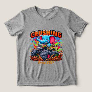 2021年生まれの命の力 – かわいいゾウとトラック トライブレンドTシャツ