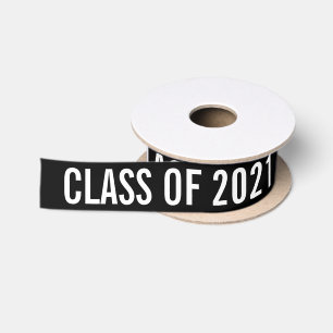 2021年白人大学院クラス黒タイポグラフィ サテンリボン