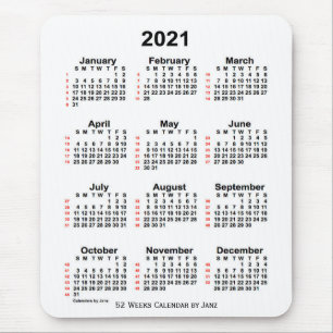 2021年白52週間カレンダー(Janz) マウスパッド