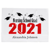 2021年看護学校卒業抱き枕(赤帽) ラージペーパーバッグ (裏面)