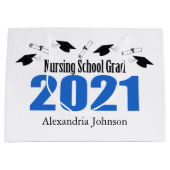 2021年看護学校卒業抱き枕（青帽） ラージペーパーバッグ (正面)