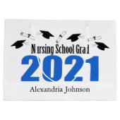 2021年看護学校卒業抱き枕（青帽） ラージペーパーバッグ (裏面)