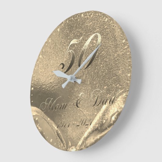 2021年結婚金50周年の親金ゴールド ラージ壁時計 (傾斜)