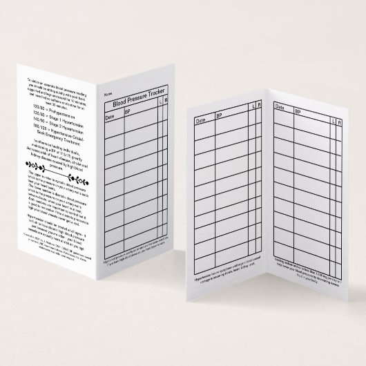 2021年血圧トラッキング用ハンディ財布カード 名刺 (内部&外部)