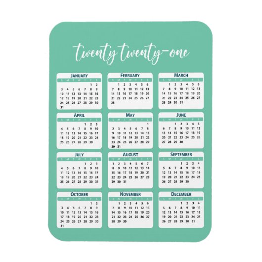 2021年通年カレンダースクリプト マグネット (縦)