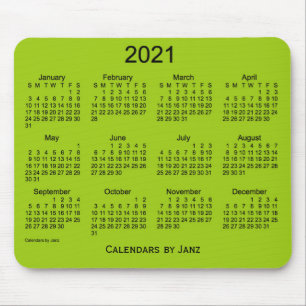 2021年黄色の緑のカレンダー(Janz Mouse Pad) マウスパッド
