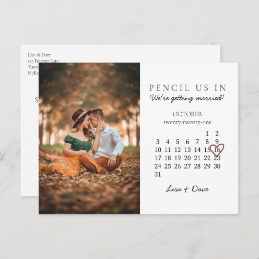 2021年10月の日付を保存するカレンダーピンクハート ポストカード (正面/裏面)