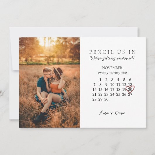 2021年11月の日付を保存するカレンダーピンクハート シーズンカード (正面)