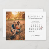 2021年11月の日付を保存するカレンダーピンクハート シーズンカード (正面/裏面)