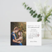 2021年11月の日付を保存するカレンダーピンクハート ポストカード (スタンド正面)