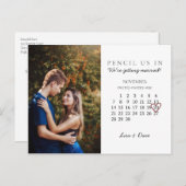 2021年11月の日付を保存するカレンダーピンクハート ポストカード (正面/裏面)