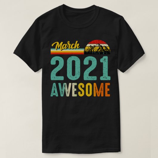 2021年3月誕生日プレゼントTシャツ ヴィンテージ 2021年3月 Tシャツ (デザイン正面)