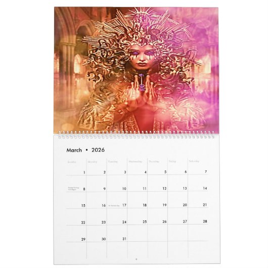 2021年4月から女性に関する超現実的な作品 カレンダー (3月 2026)