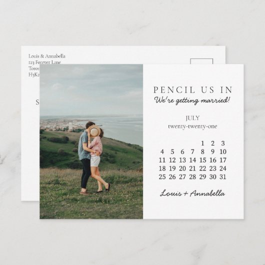 2021年7月のカレンダーを保存して鉛筆 ポストカード (正面/裏面)