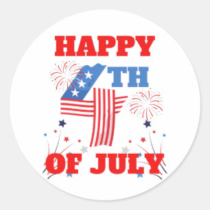 2021年7月4日Happy 4th赤と青 ラウンドシール