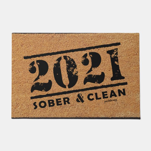 2021年Sober & Clean Drug & Alcool Adiction無料 ドアマット (正面)