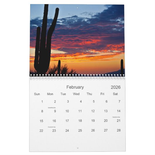 2021砂漠美しいカレンダー カレンダー (2月 2026)