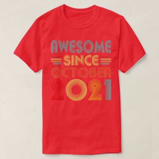 2021素晴らし年10月以来1歳ヴィンテージ1日 Tシャツ (デザイン正面)