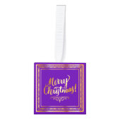 2021紫色の家族のクリスマスフォト キューブオーナメント (正面)