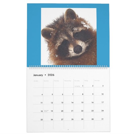 2021野生の青のアライグマ カレンダー (1月 2026)