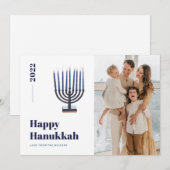 2021 ミニマリスト メノーラ ろうそく ハヌカ 写真 シーズンカード (正面/裏面)