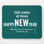 2021 |新年おめでとう |クリスチャン聖なる書物、 経典 |ティール(緑がかった色) マウスパッド (正面)