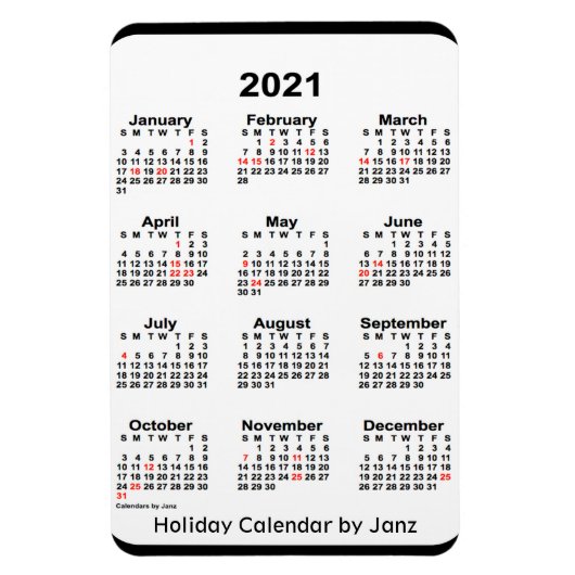 2021 Black Holiday Calendar by Janz Magnet マグネット (縦)