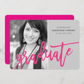 2021 GRADパーティーレタモダンーオーバーピンクグレー サンキューカード (正面/裏面)