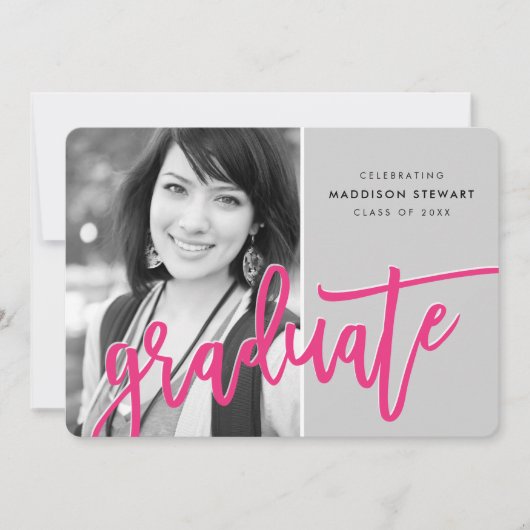 2021 GRADパーティーレタモダンーオーバーピンクグレー サンキューカード (正面)