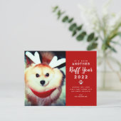 2021 Ruff Year おもしろい Christmas Dog写真 シーズンポストカード (スタンド正面)