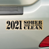 2021 Sober & Clean Drug & Alcool Addiction Free バンパーステッカー (車上)