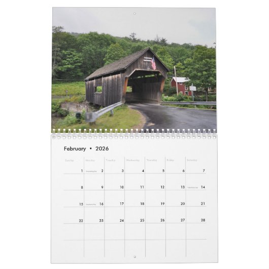 2021 Vermont – カレンダー (2月 2026)