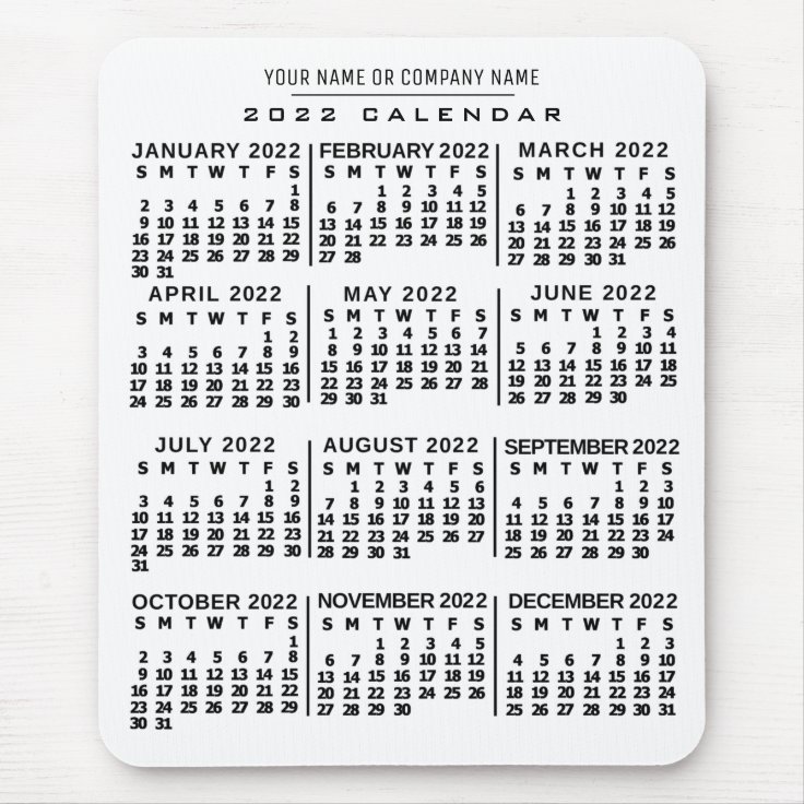 22年 月 カレンダー 白 名前をカスタムする マウスパッド Zazzle Co Jp