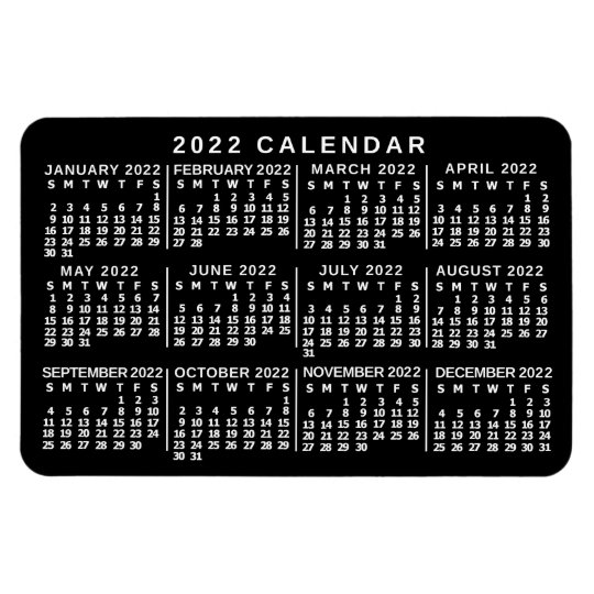 22年 月 カレンダー 黒クラシックと白 マグネット Zazzle Co Jp