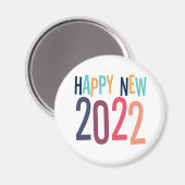 2022おもしろい年新年おめでとカラフル文字 マグネット (正面/裏面)