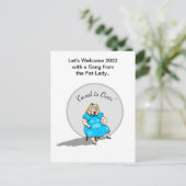 2022おもしろい年新年のファットレディーお祝い ポストカード (スタンド正面)