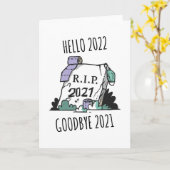 2022こんにちは 2021さようなら 2022安らかに カード (黄色い花)