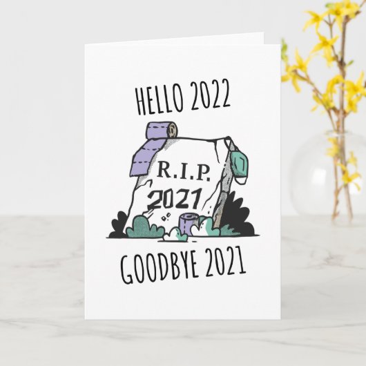 2022こんにちは 2021さようなら 2022安らかに カード (黄色い花)