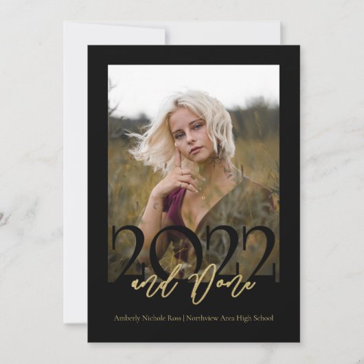 2022とフォトブラックで卒業 招待状 (正面)