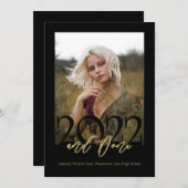 2022とフォトブラックで卒業 招待状 (正面/裏面)