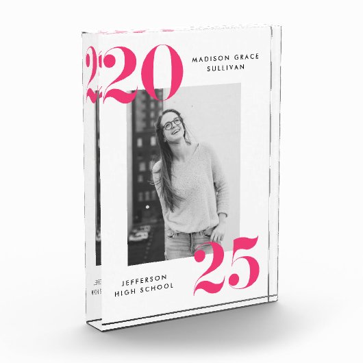 2022はっきりした年ピンク・レタリング卒業 フォトブロック (左)